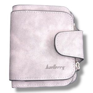 Baellerry Light Grey Faux Suede Folding Wallet Adult Unisex Travel